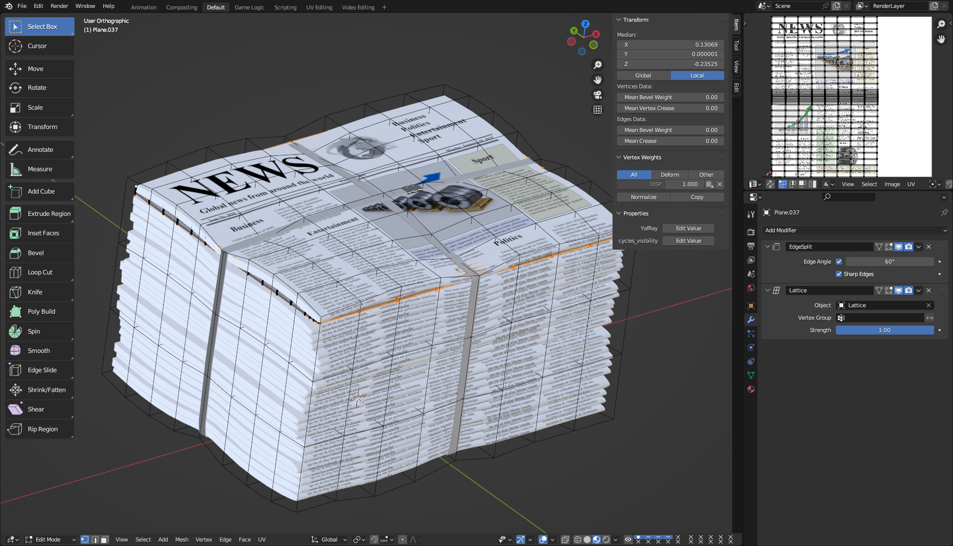 Folded Newspapers Stack 3D model_14
