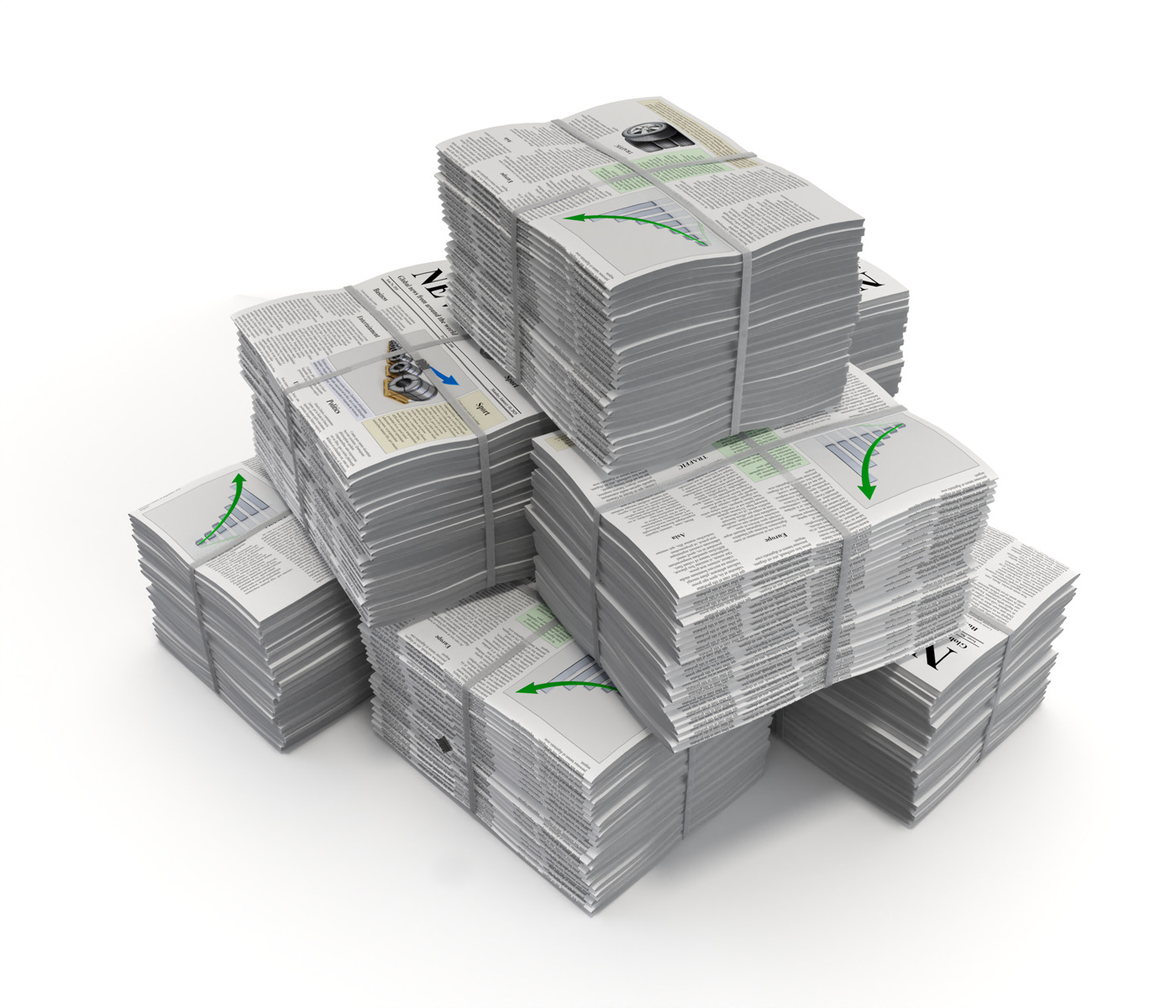 Folded Newspapers Stack 3D model_6