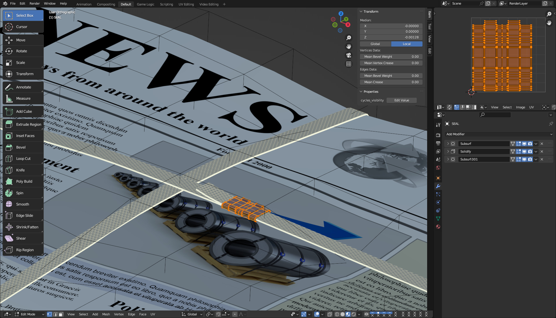 Folded Newspapers Stack 3D model_13
