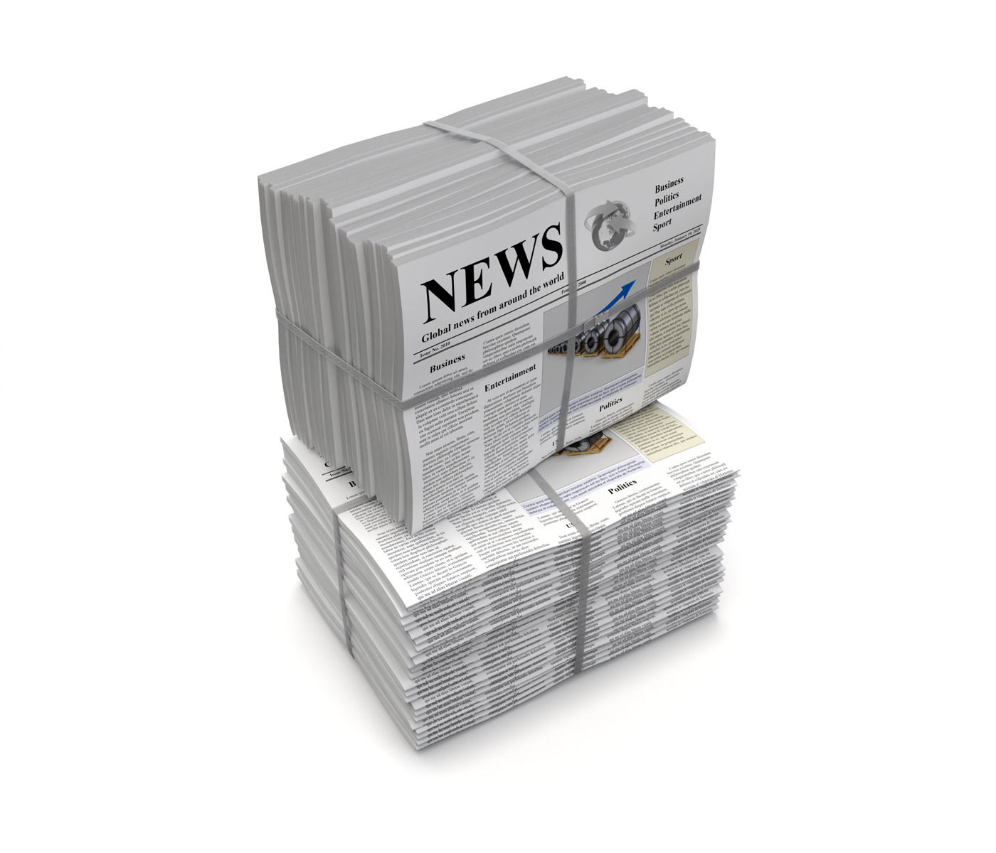 Folded Newspapers Stack 3D model_2