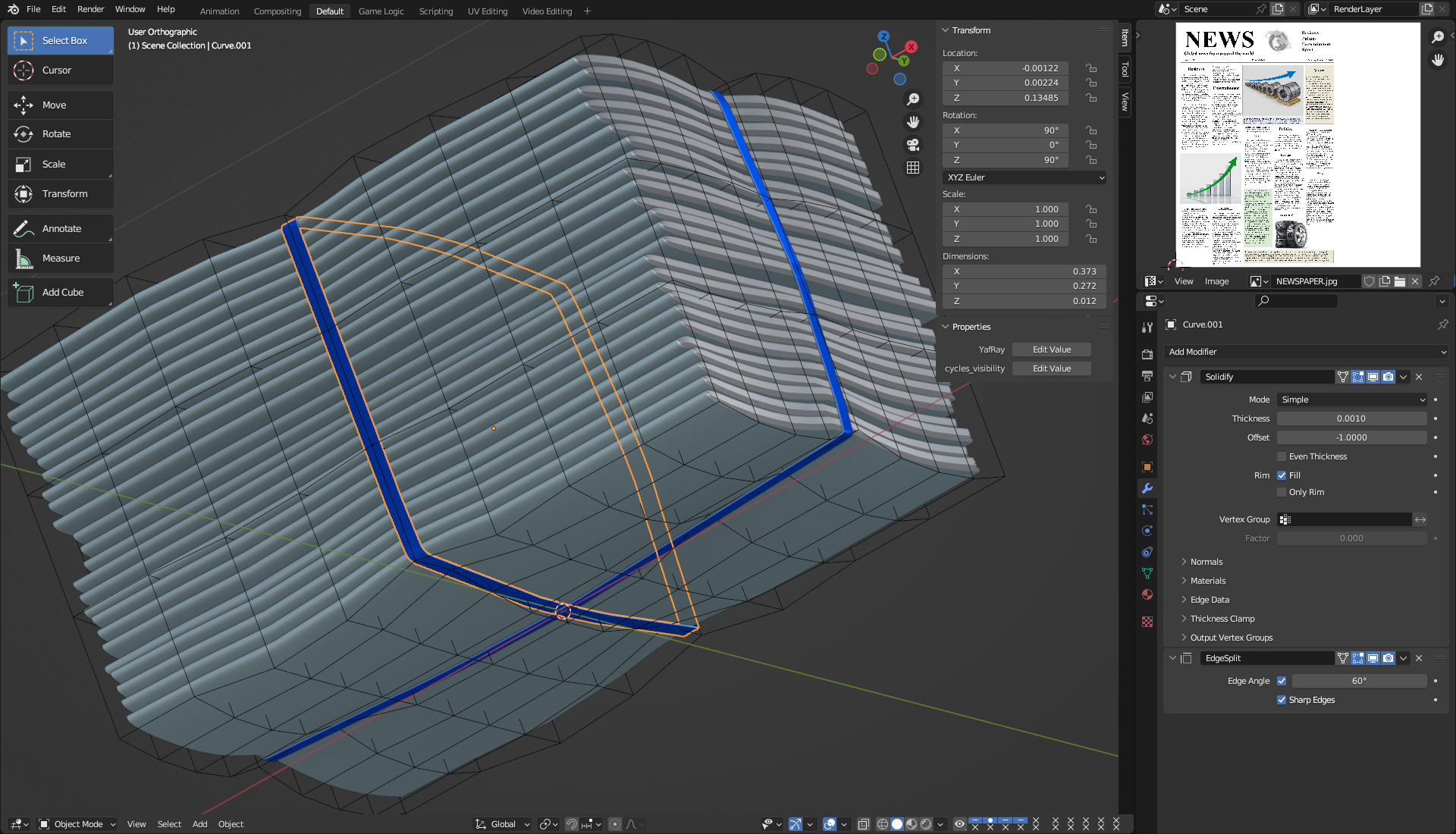 Folded Newspapers Stack 3D model_11
