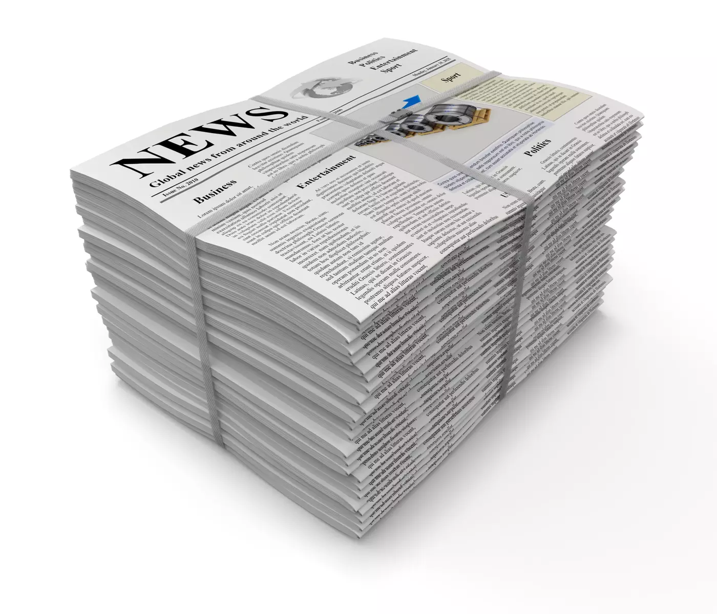 Folded Newspapers Stack 3D model_0