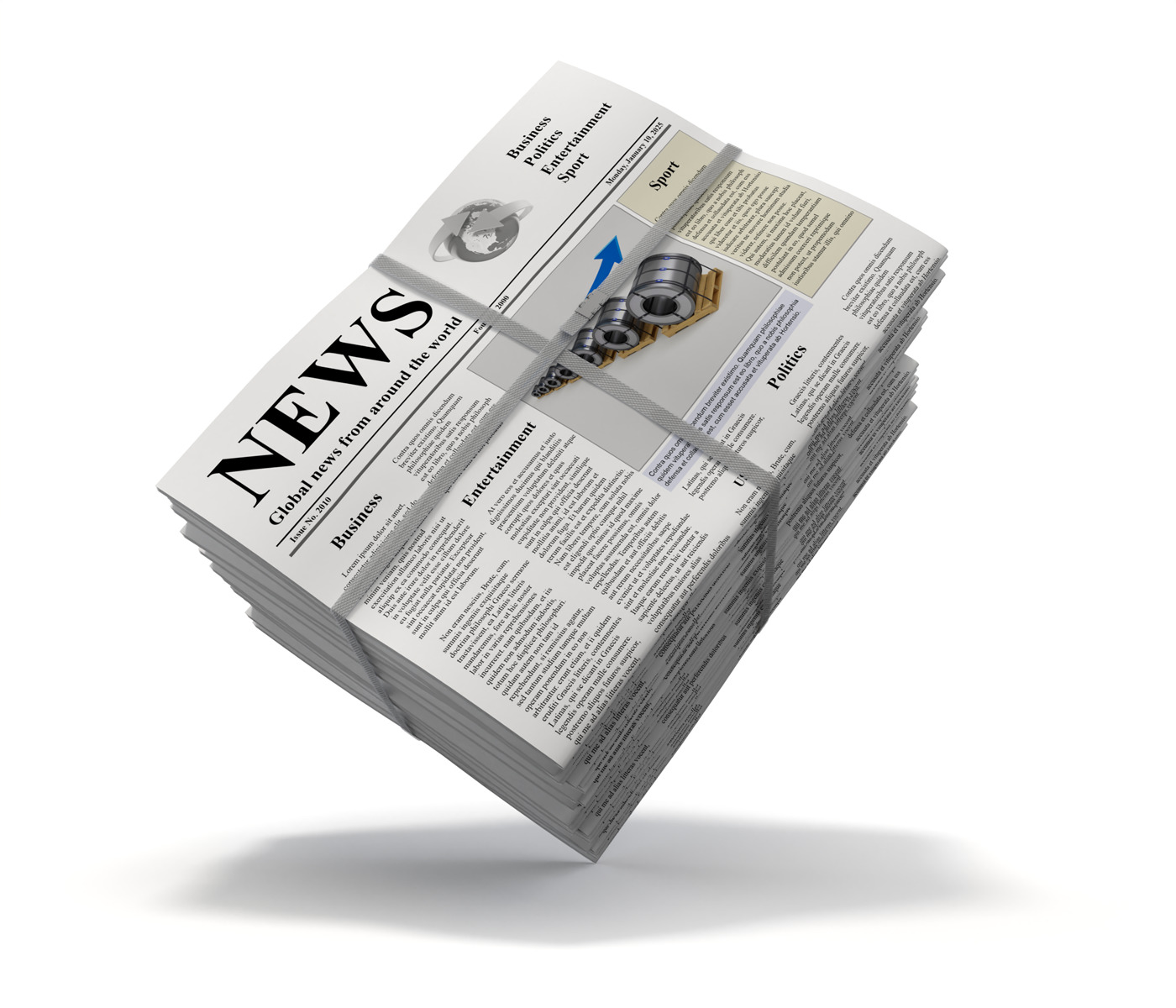 Folded Newspapers Stack 3D model_5