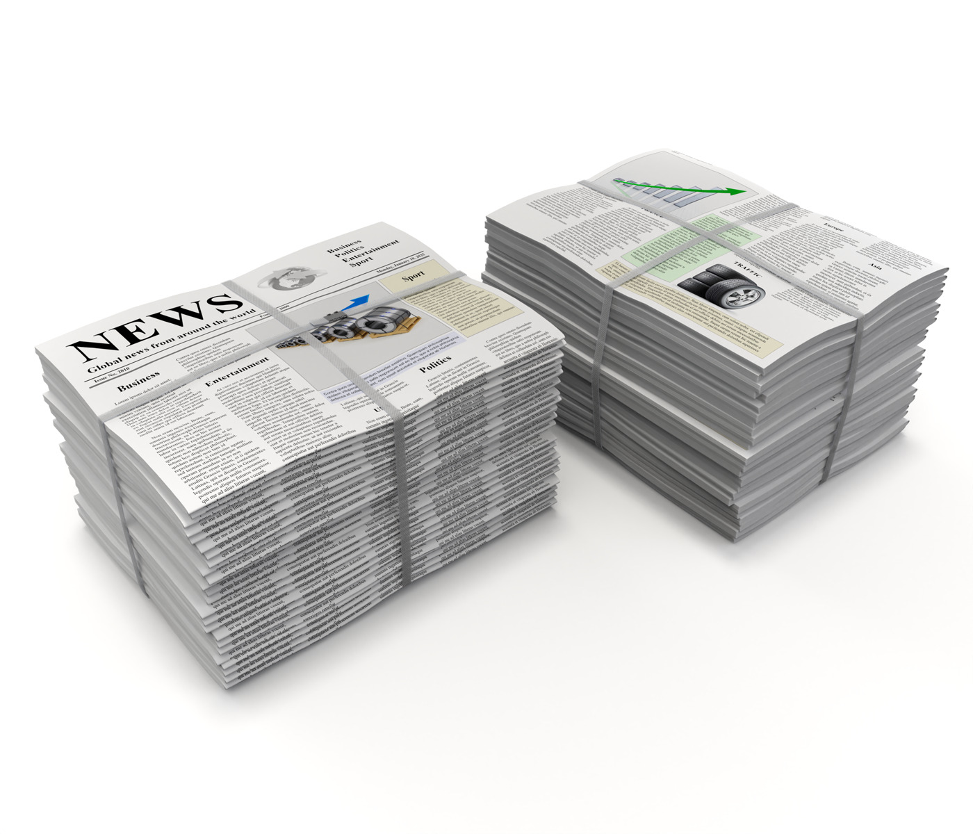 Folded Newspapers Stack 3D model_1