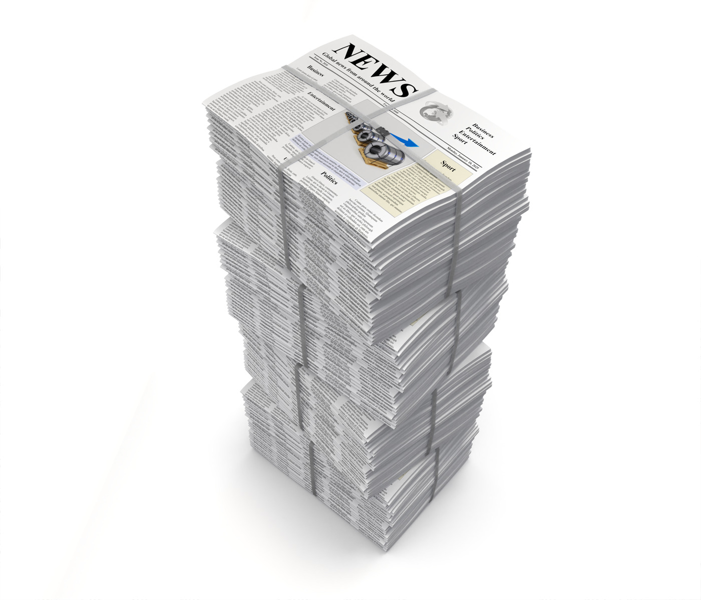 Folded Newspapers Stack 3D model_3
