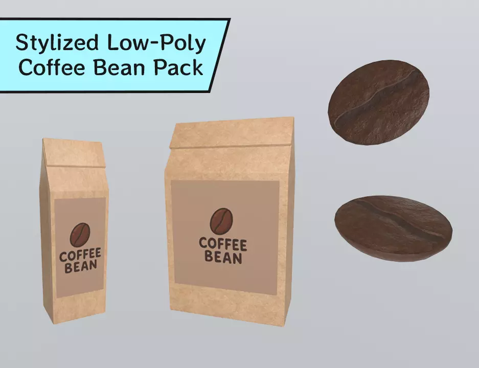 Stylized Low-Poly Coffee Bean Pack Low-poly 3D model