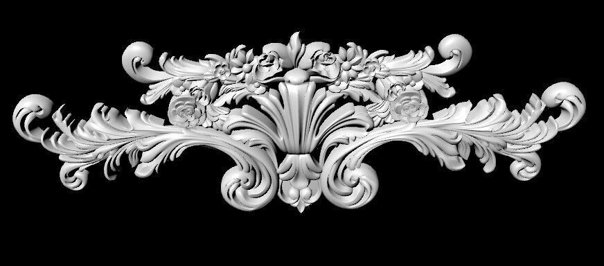 Central decor ornament for furniture 3D model_3