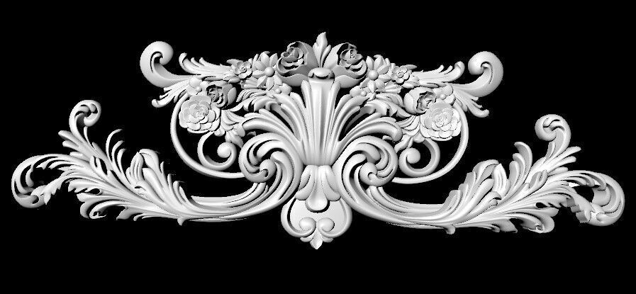 Central decor ornament for furniture 3D model_3