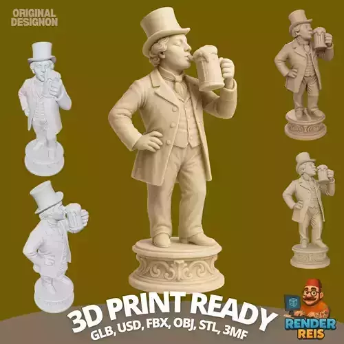 A Classic Delight Beer Drinking Gentleman with Top Hat 
