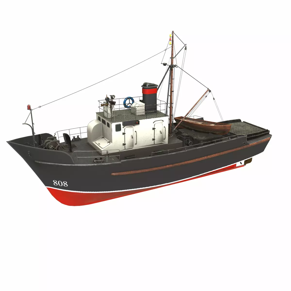 Fishing Boat PBR Low-poly 3D model_0