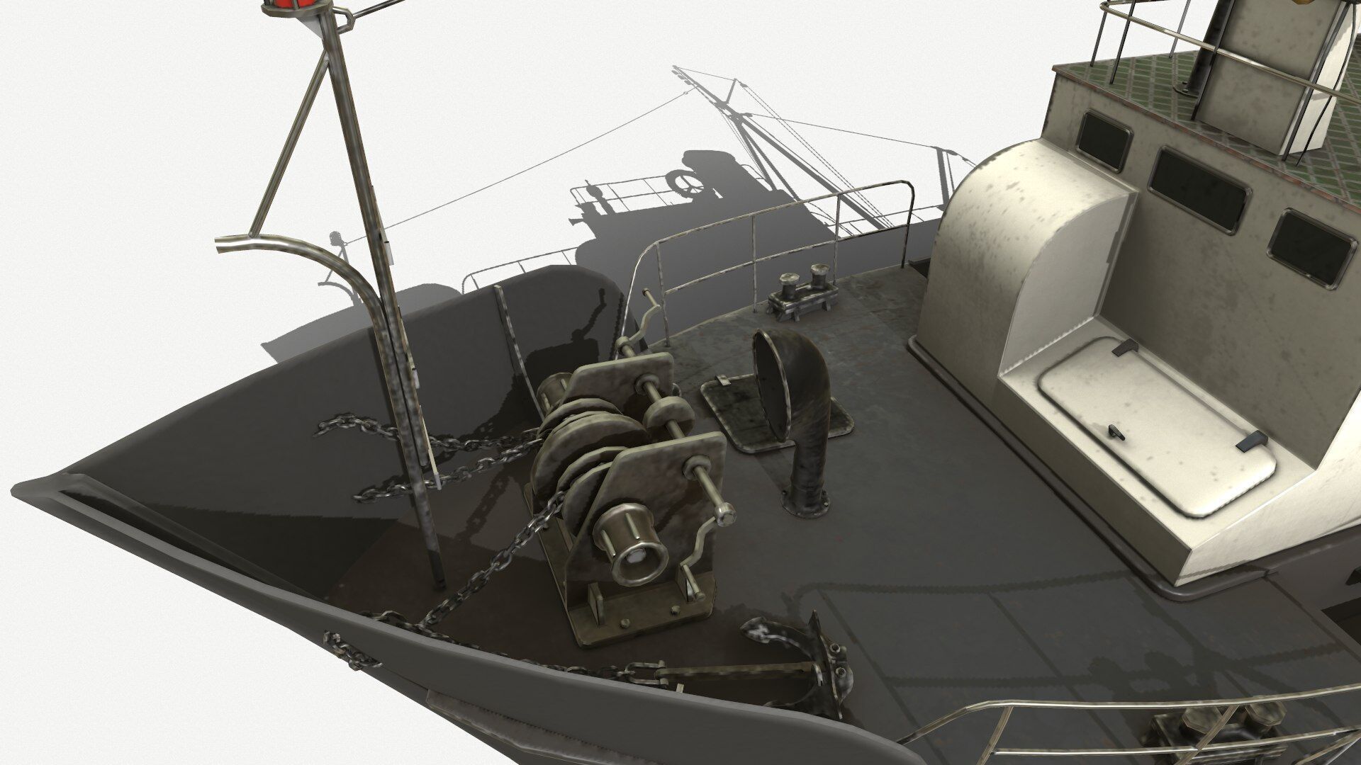 Fishing Boat PBR Low-poly 3D model_11