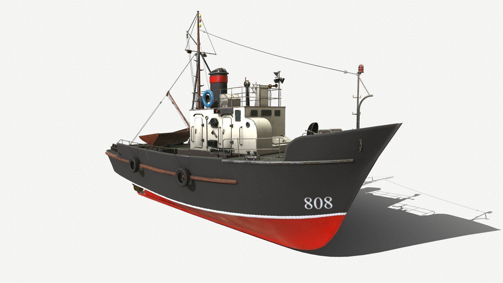 Fishing Boat PBR Low-poly 3D model_9