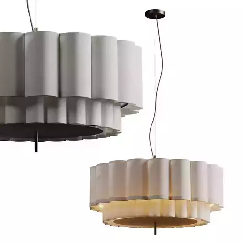 Folia large scalloped natural linen pendant file