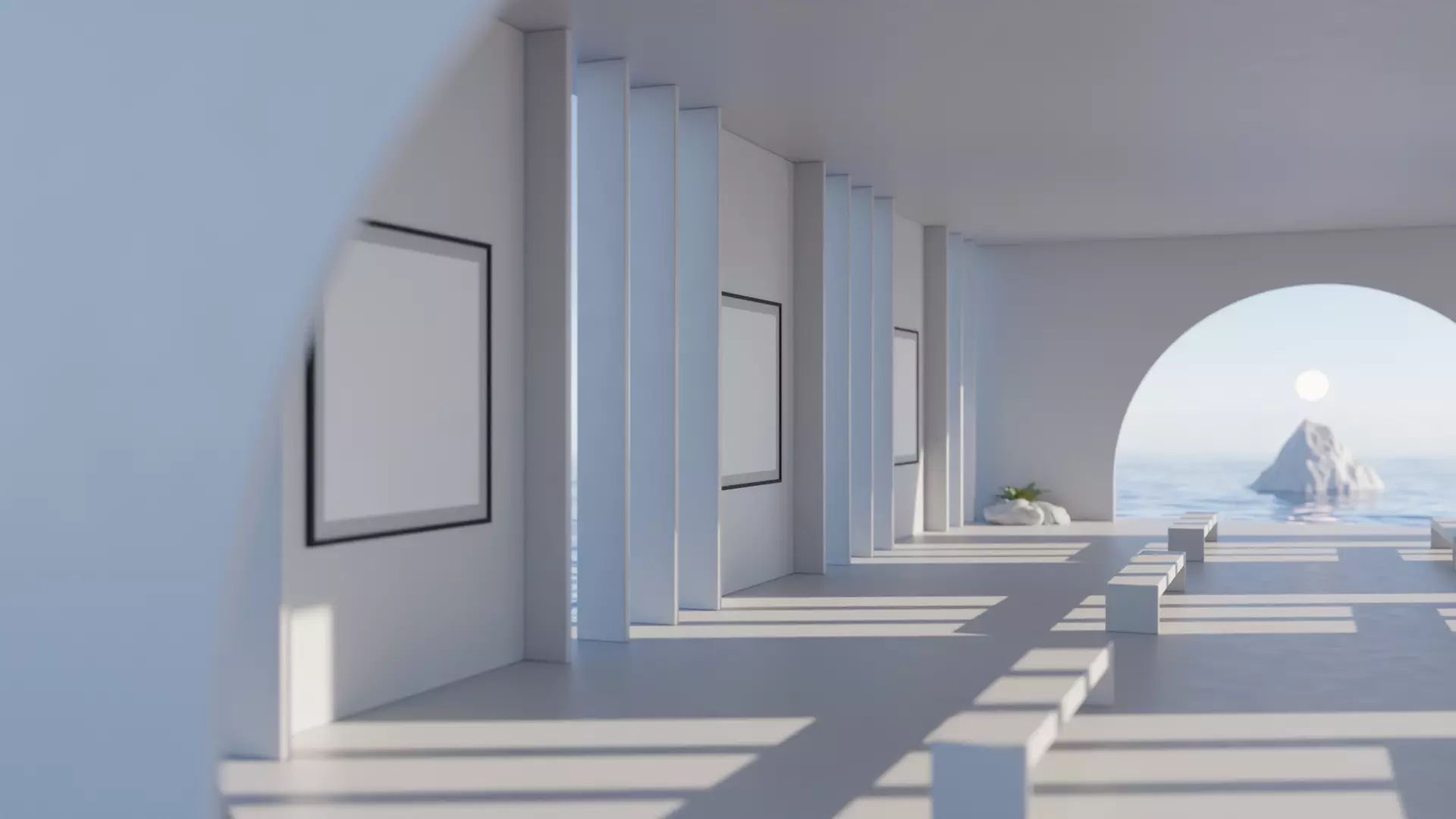 Art Gallery 03 - Baked - Metaverse Low-poly 3D model_0