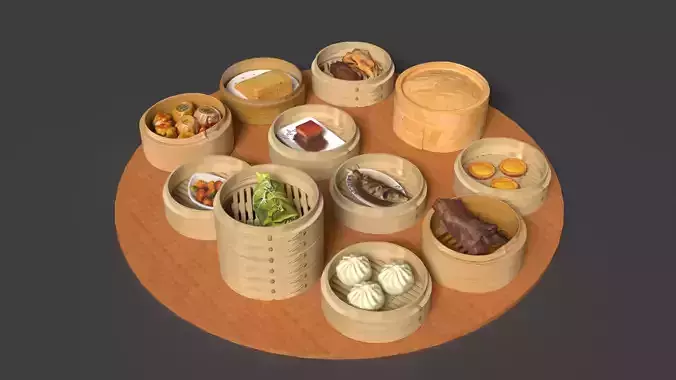 Chinese  dim sum  Low-poly 3D model