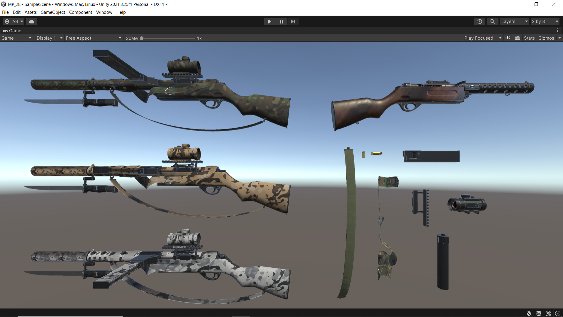 MP 28 ww2 weapon Fps-Tps Low-poly 3D model_10