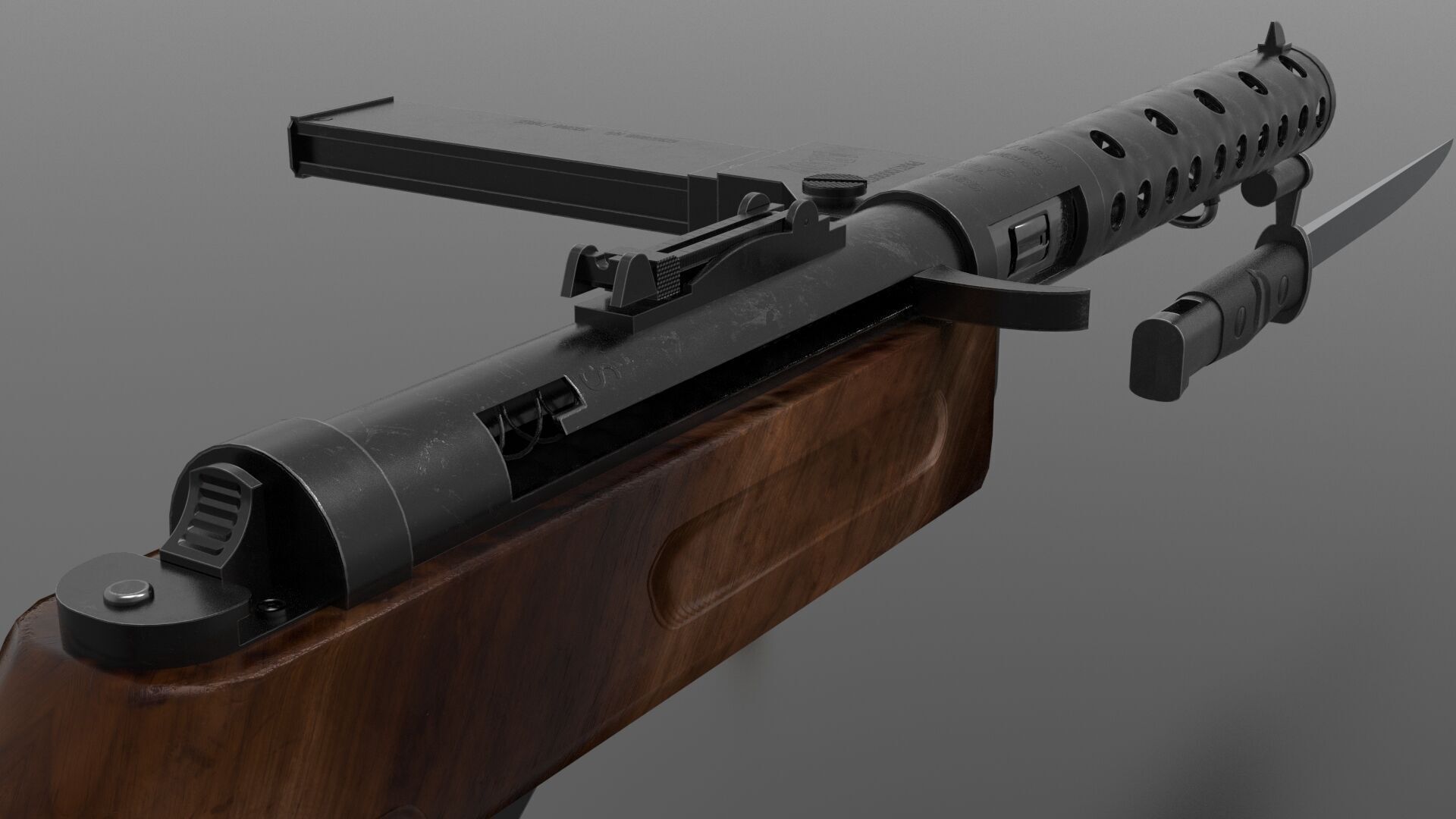 MP 28 ww2 weapon Fps-Tps Low-poly 3D model_4