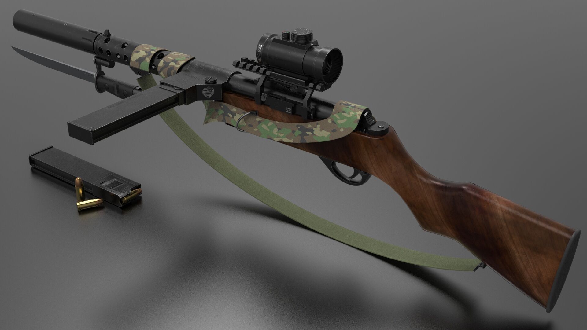 MP 28 ww2 weapon Fps-Tps Low-poly 3D model_1