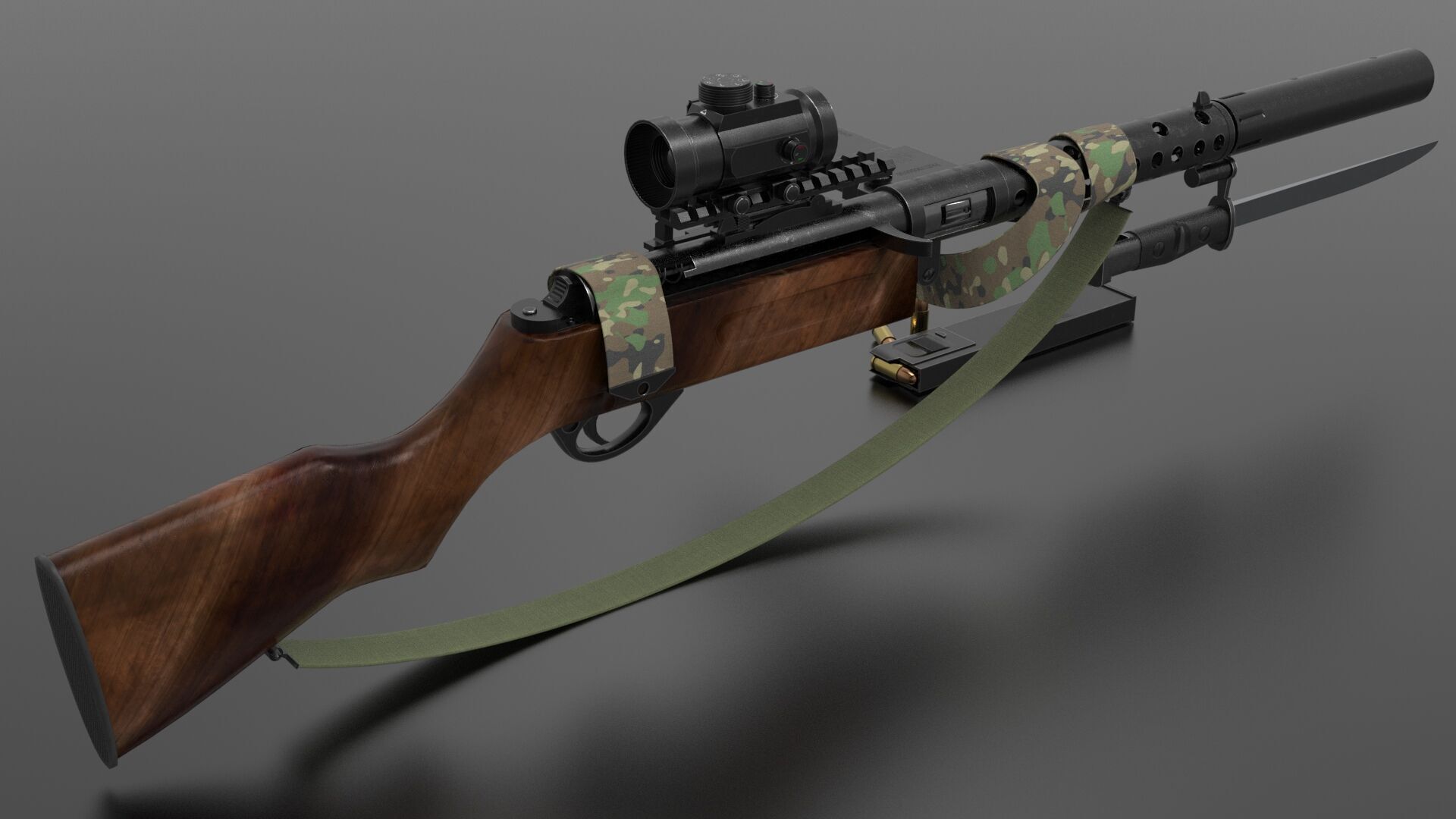MP 28 ww2 weapon Fps-Tps Low-poly 3D model_3