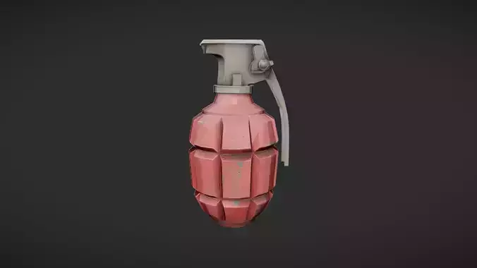 Red hand grenade with rugged surface