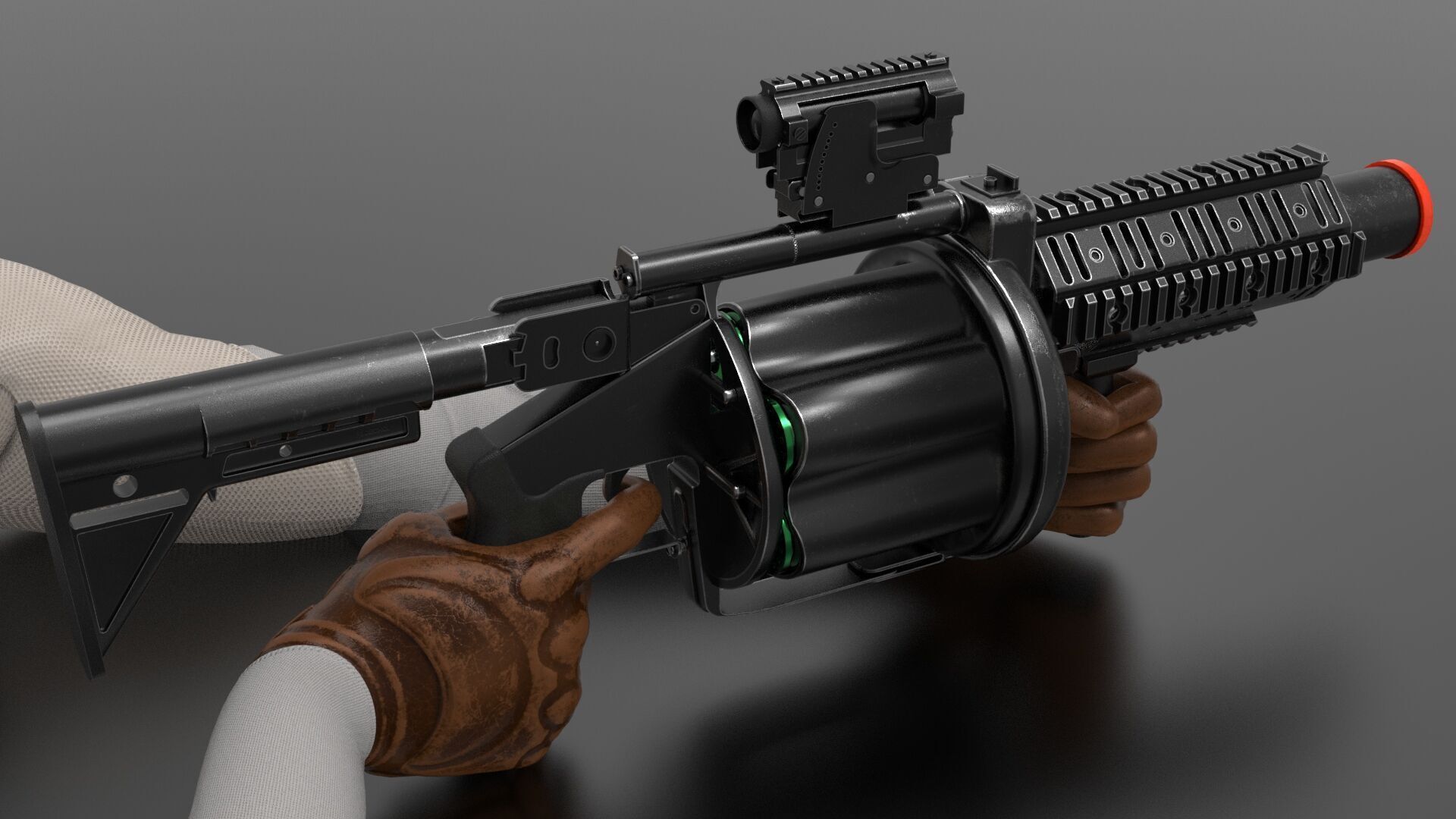 Multiple Shot Grenade Launcher Fps - Tps Low-poly 3D model_8