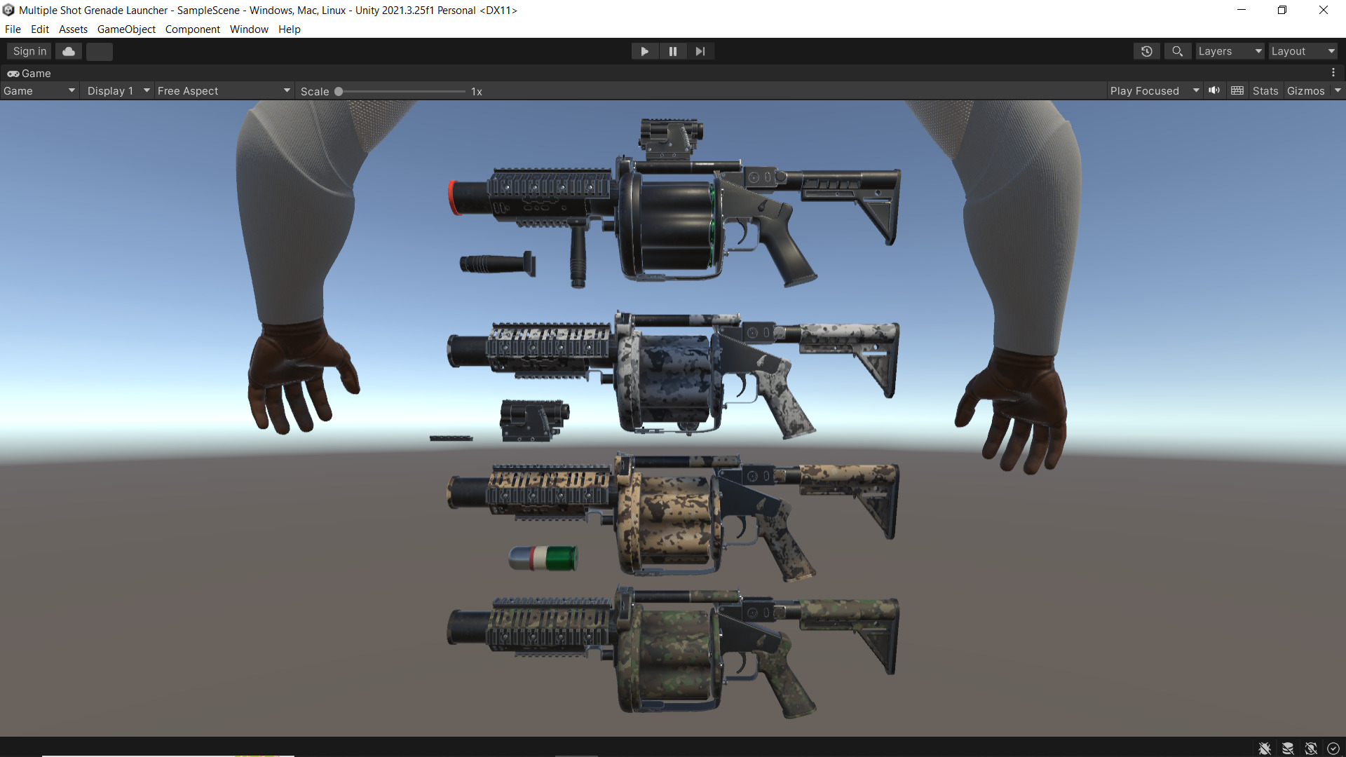 Multiple Shot Grenade Launcher Fps - Tps Low-poly 3D model_15