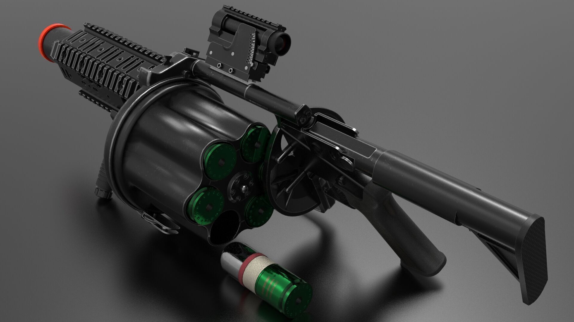 Multiple Shot Grenade Launcher Fps - Tps Low-poly 3D model_3