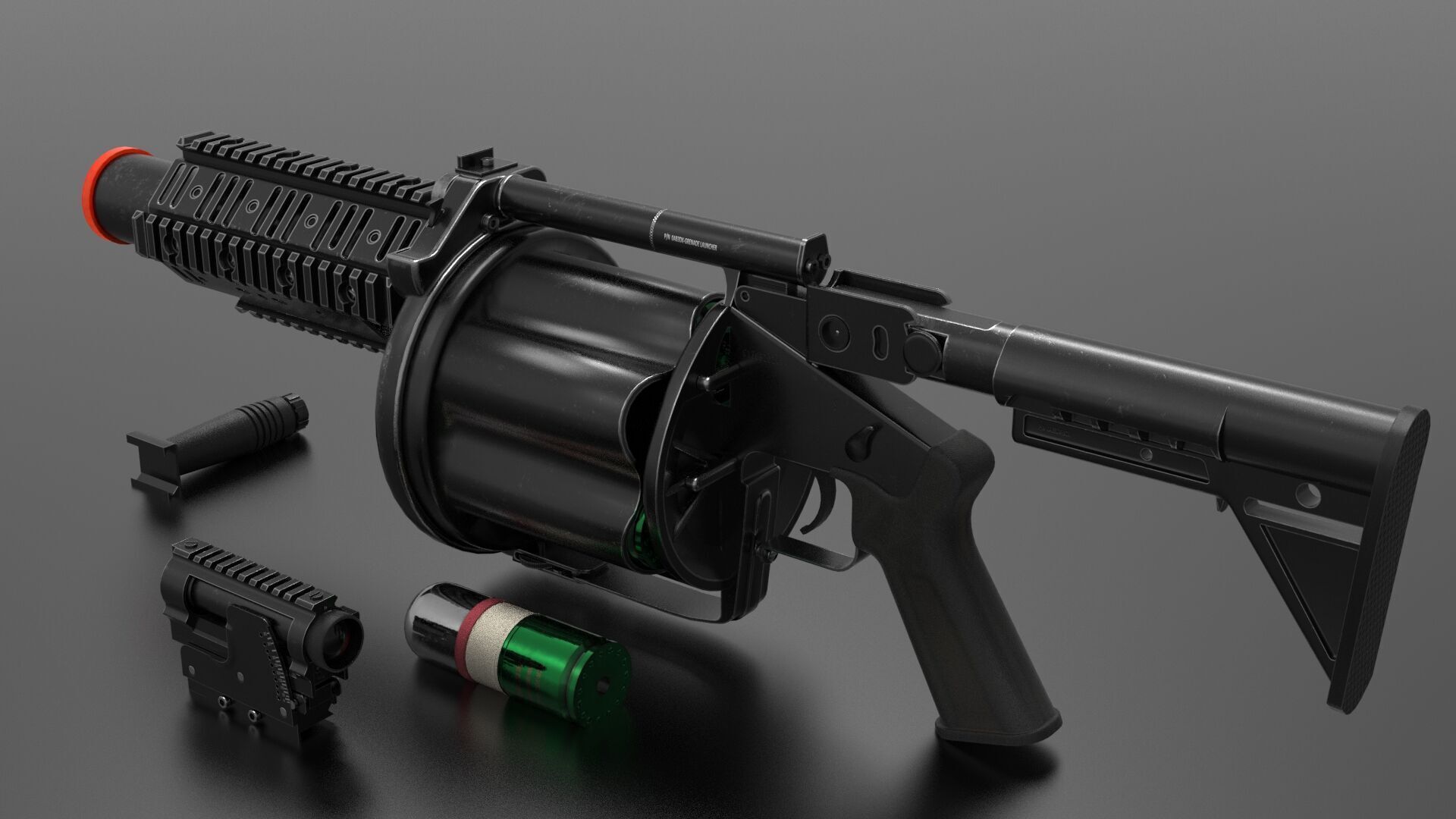 Multiple Shot Grenade Launcher Fps - Tps Low-poly 3D model_4
