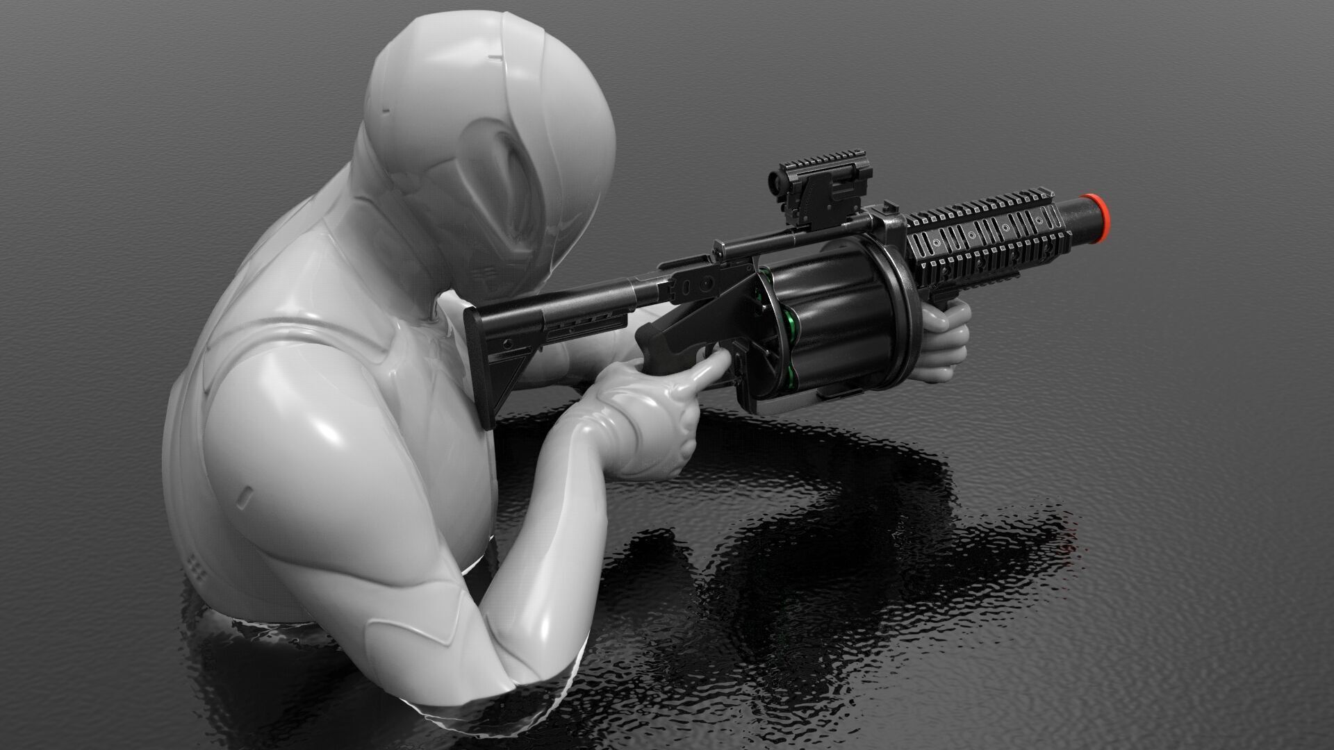 Multiple Shot Grenade Launcher Fps - Tps Low-poly 3D model_9