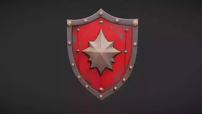 red medieval shield with star emblem