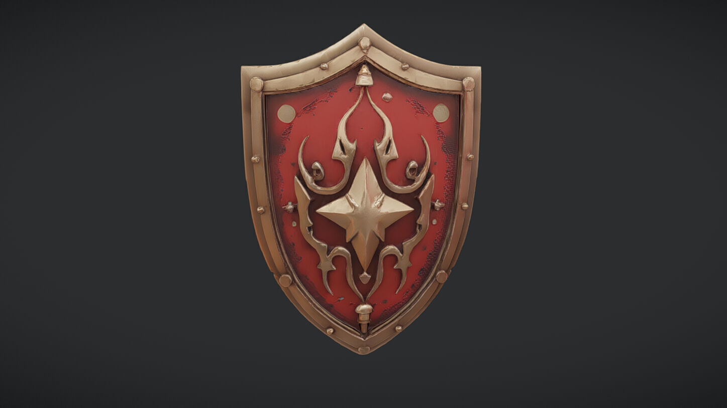ornate medieval shield with central star 3D model_21
