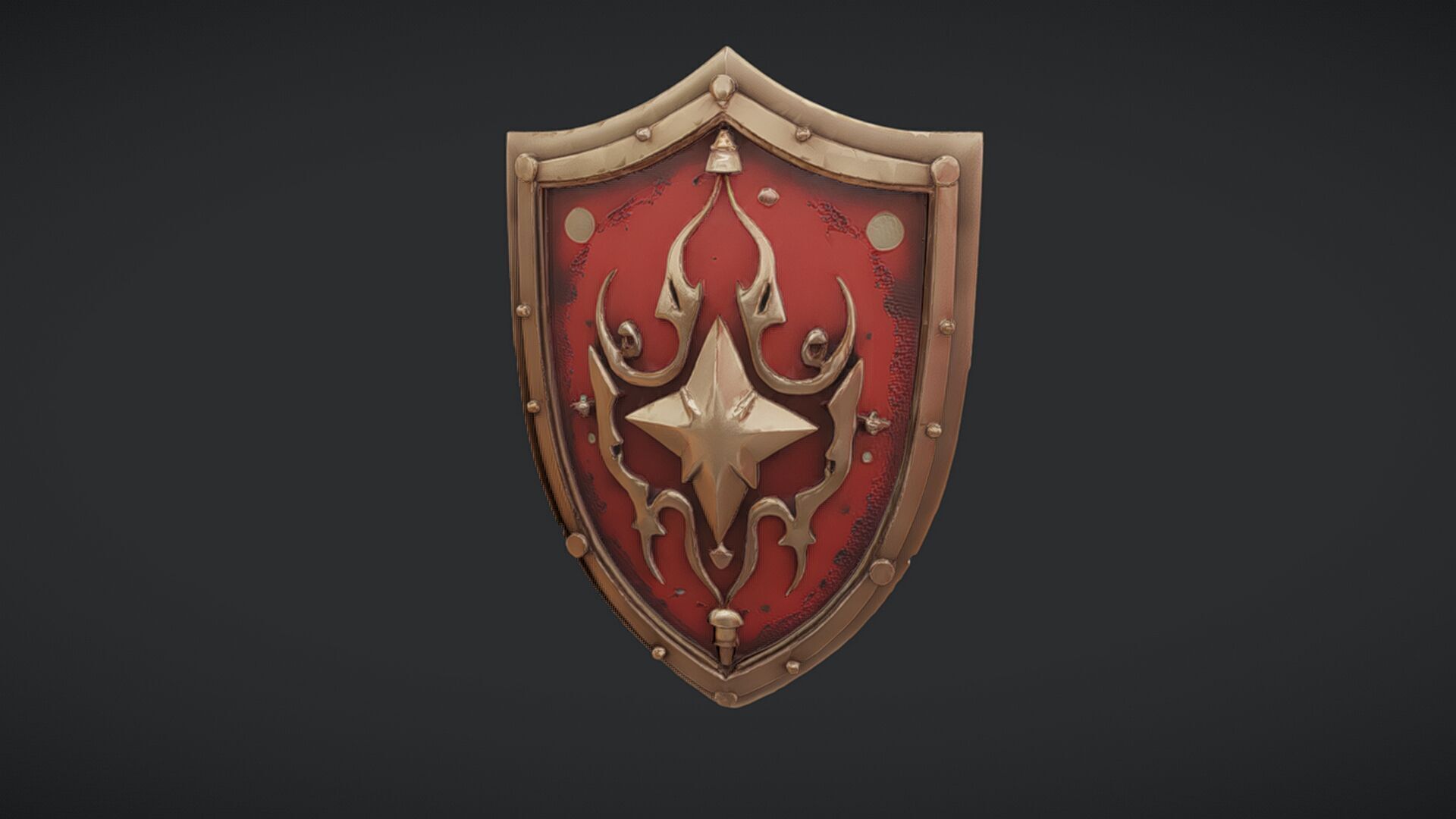 ornate medieval shield with central star 3D model_18