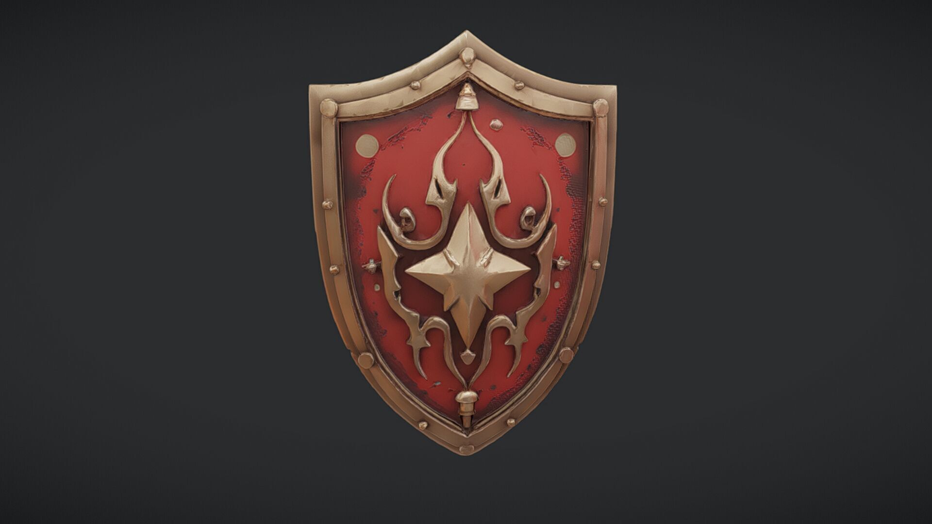 ornate medieval shield with central star 3D model_1