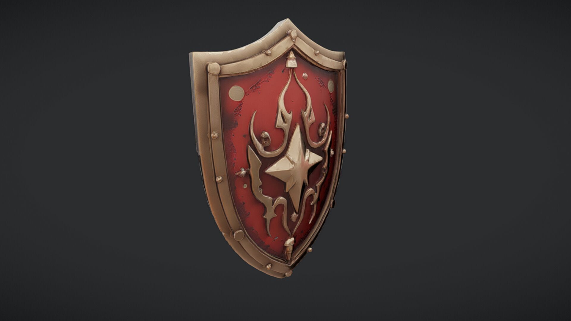 ornate medieval shield with central star 3D model_5