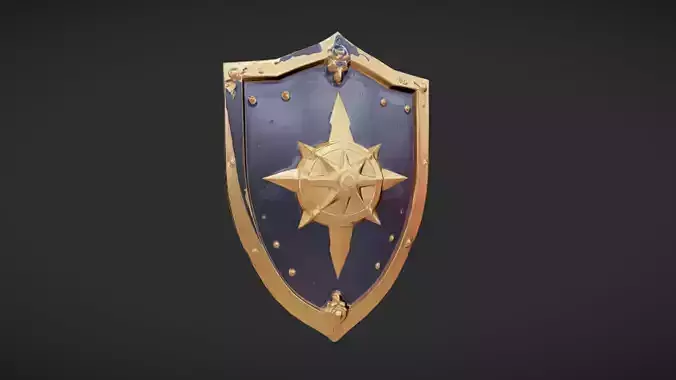 Decorative medieval shield with compass emblem