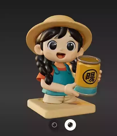 Cute Girl Character Holding a Drink Can 3D model