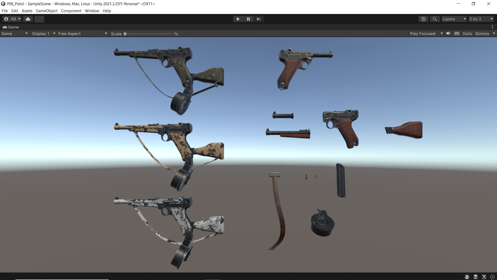 P08 Pistol Fps - Tps Low-poly 3D model_12