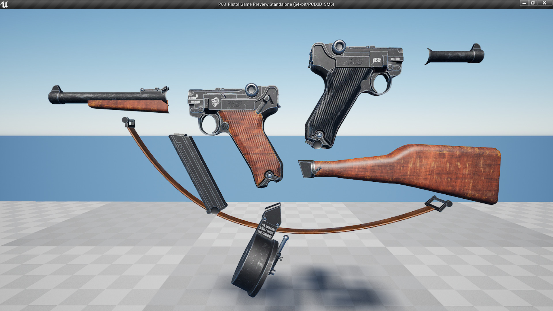 P08 Pistol Fps - Tps Low-poly 3D model_11