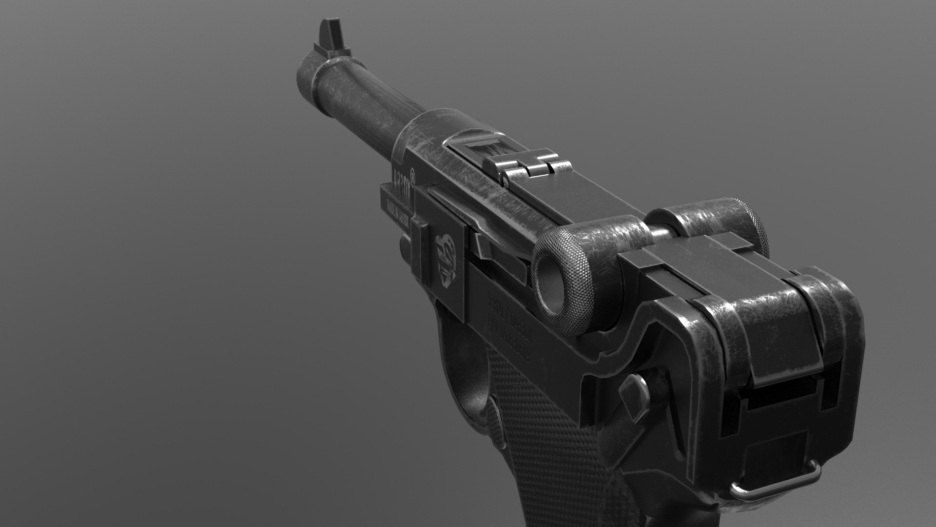 P08 Pistol Fps - Tps Low-poly 3D model_7