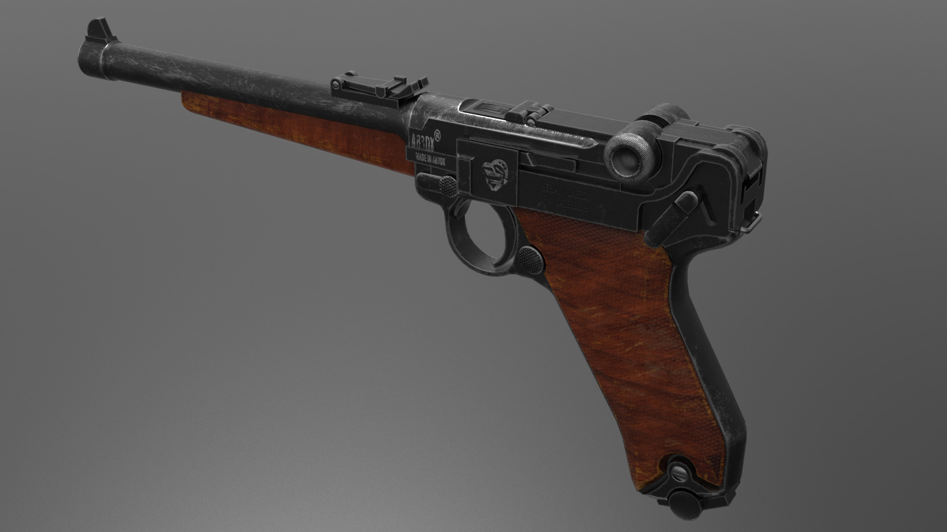P08 Pistol Fps - Tps Low-poly 3D model_5