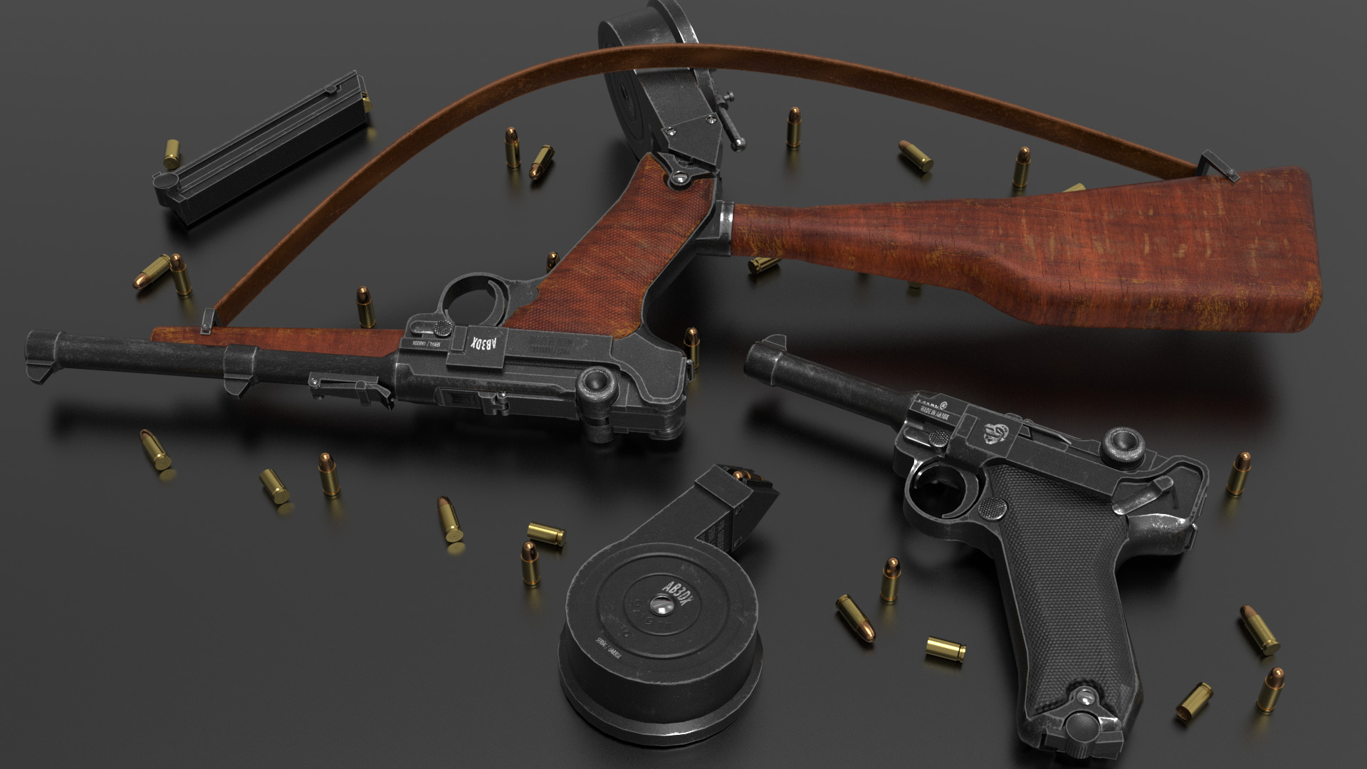 P08 Pistol Fps - Tps Low-poly 3D model_2