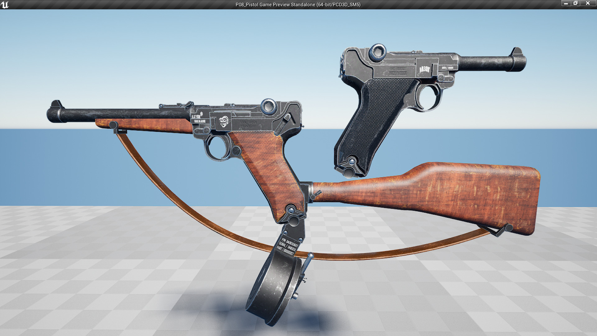 P08 Pistol Fps - Tps Low-poly 3D model_9