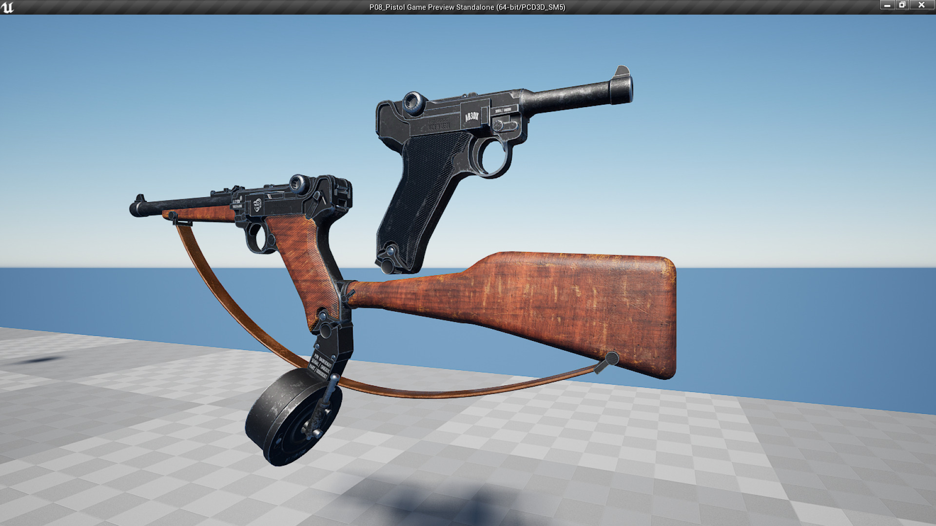 P08 Pistol Fps - Tps Low-poly 3D model_10