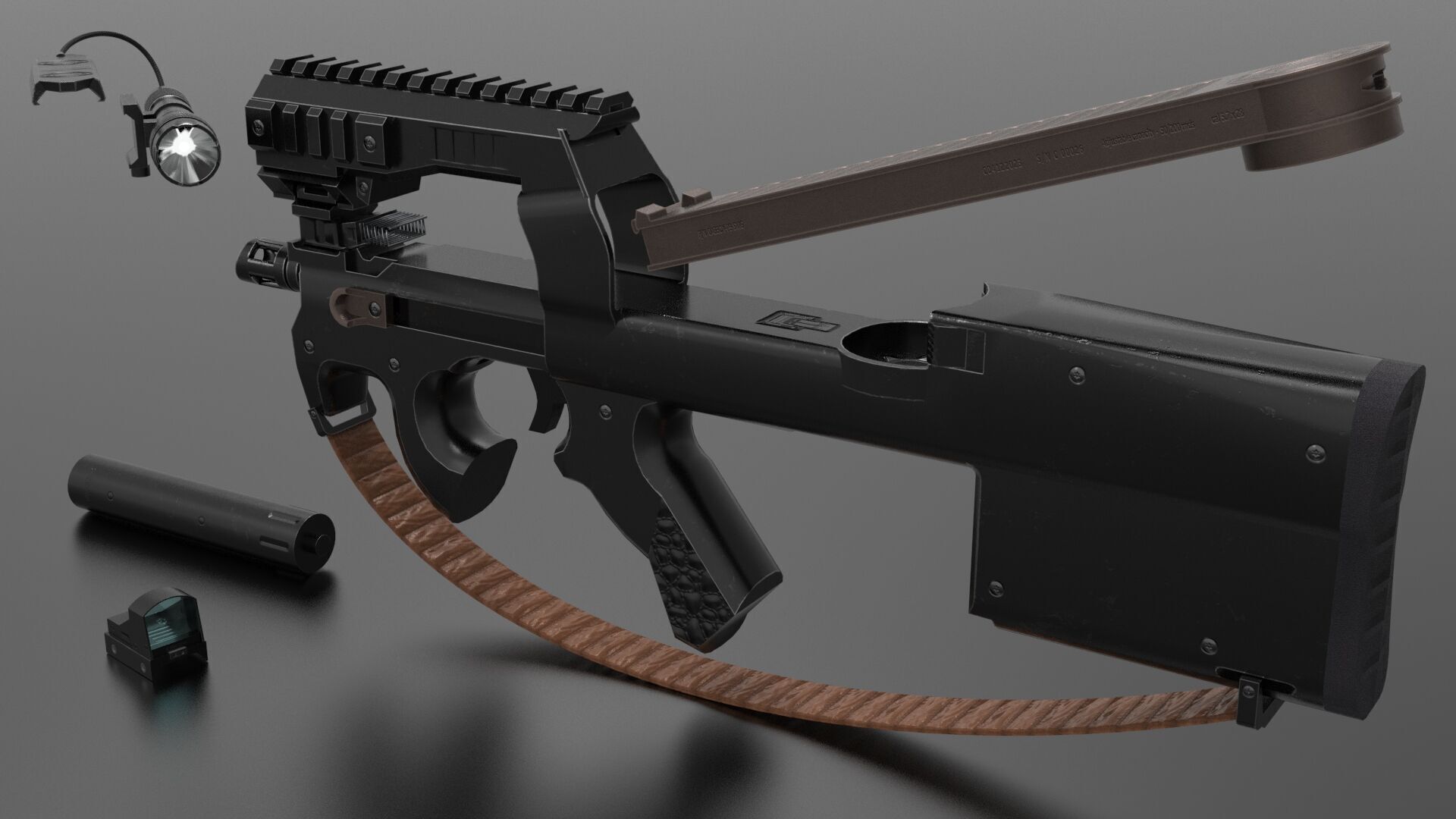 P90 SMG Fps - Tps Low-poly 3D model_1