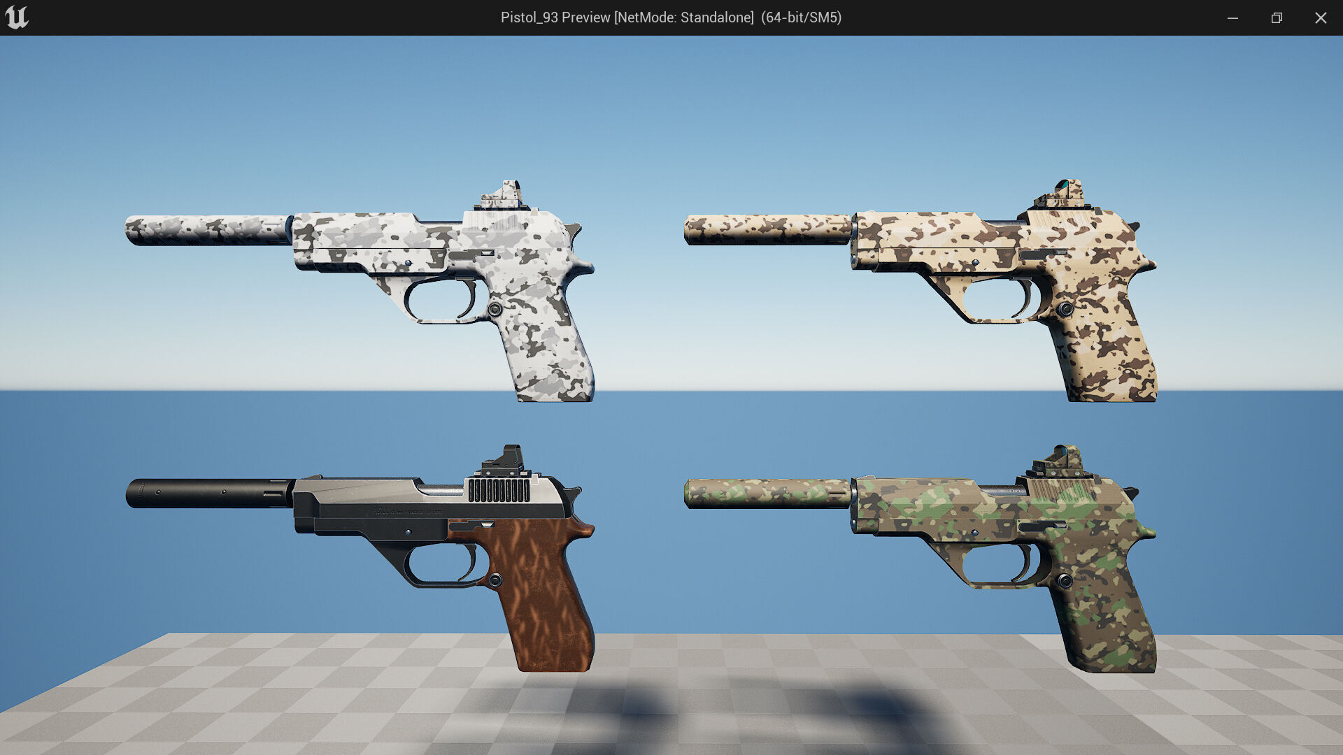 Pistol 93R  Fps - Tps Low-poly 3D model_8