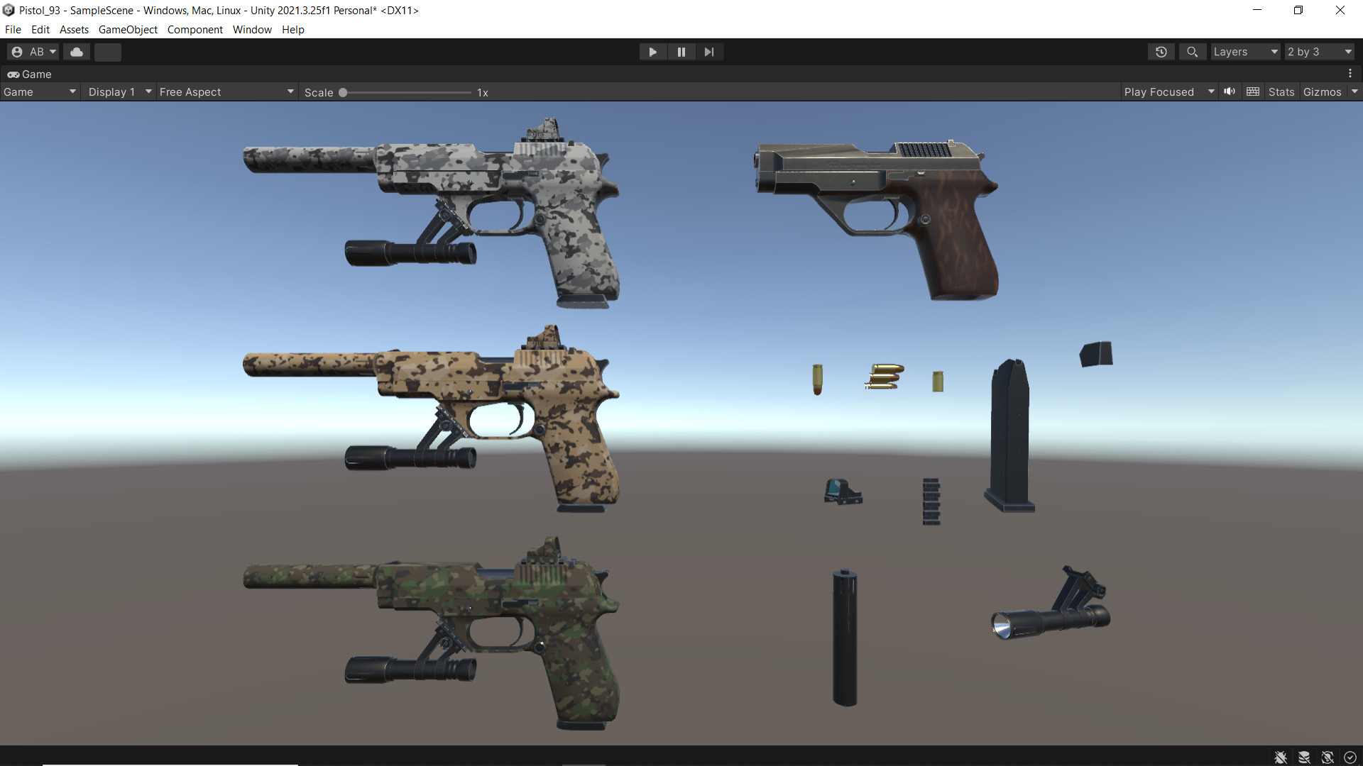 Pistol 93R  Fps - Tps Low-poly 3D model_9