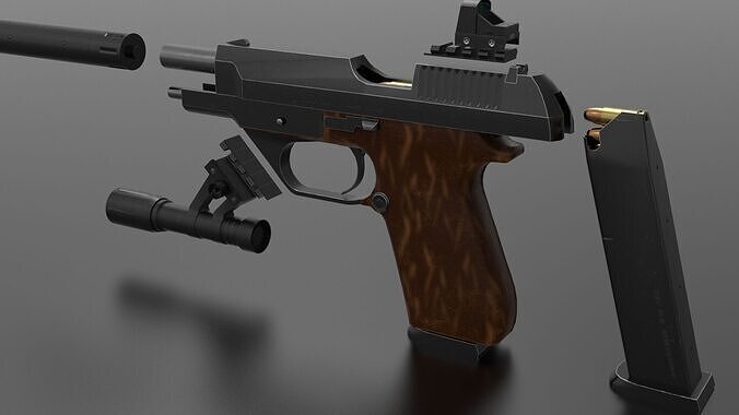 Pistol 93R  Fps - Tps Low-poly 3D model
