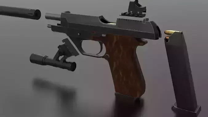 Pistol 93R  Fps - Tps Low-poly 3D model