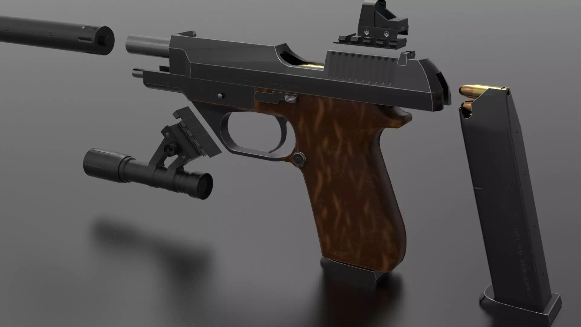 Pistol 93R  Fps - Tps Low-poly 3D model_0