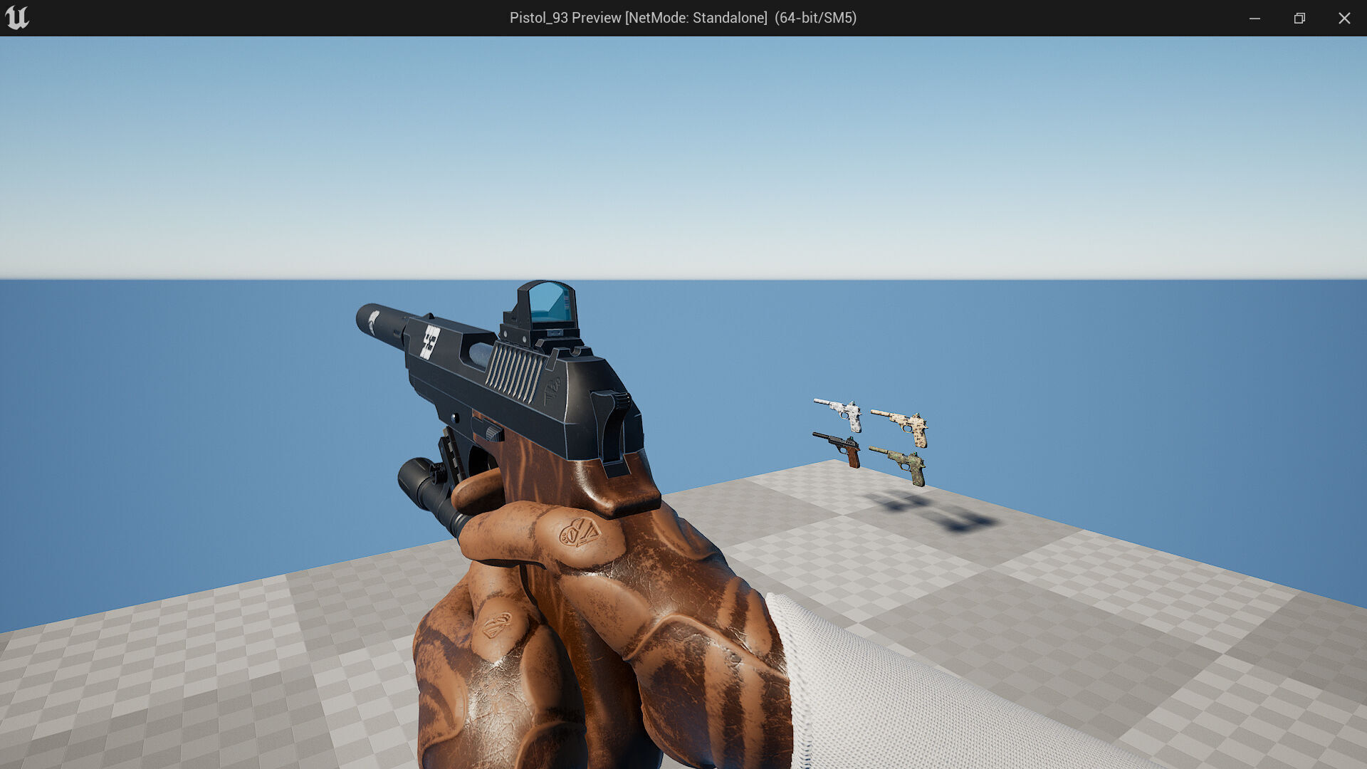 Pistol 93R  Fps - Tps Low-poly 3D model_7